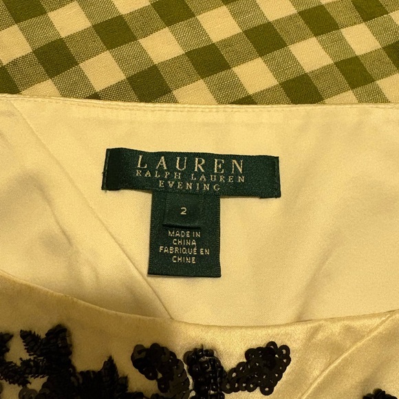 Lauren Ralph Lauren Evening Gown Black and White Dress with Sequin Detail - Picture 5 of 6